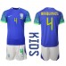 Maillot de foot Brésil Marquinhos #4 Extérieur vêtements enfant Monde 2022 Manches Courtes (+ pantalon court)